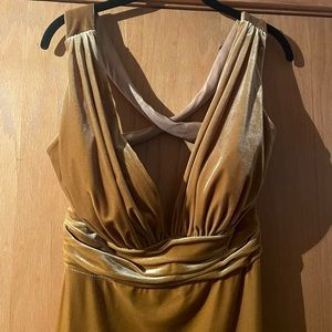 mustard velvet bridesmaid dress